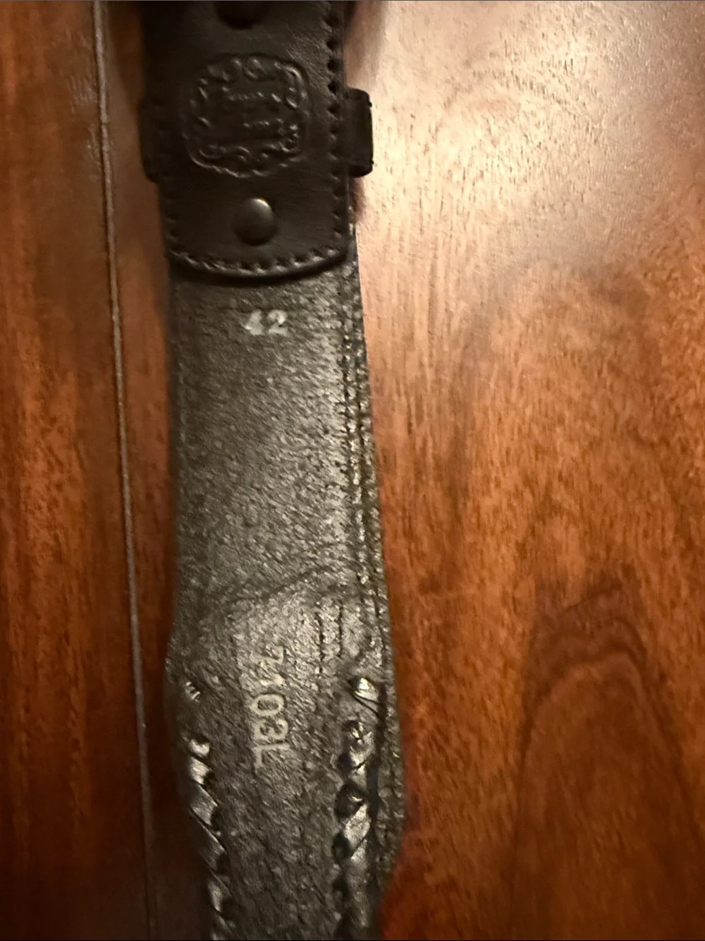 Tony Lama Black Leather Belt with‎ Silver Western Buckle Sz 42